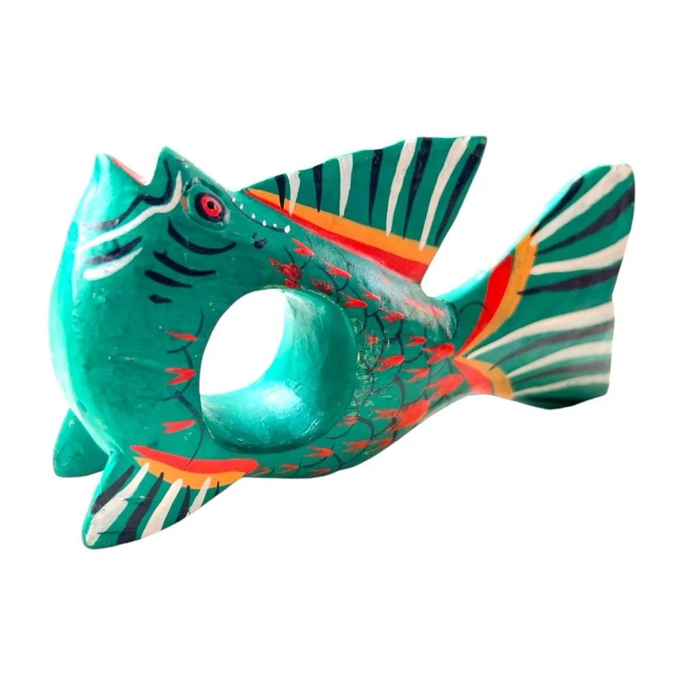 4/$20 Set of 4 Hand-Painted Wood Fish Napkin Holders
